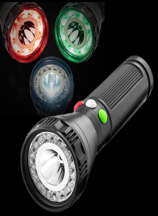 TechPride Tri-Color Signal LED Torch with Type-C Charging | Red, Green & White LED Light Modes | Rechargeable Flashlight for Railway Signaling, Patrolling, Search & Rescue Operations - Image 1